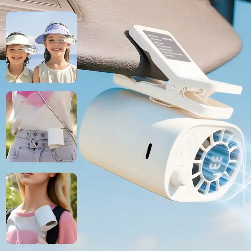 Upgraded 3-in-1 Neck-mounted Fan, Suitable For Hiking, Driving And Office Use, 100 Speed Adjustment, LED Display, 360° Rotat...