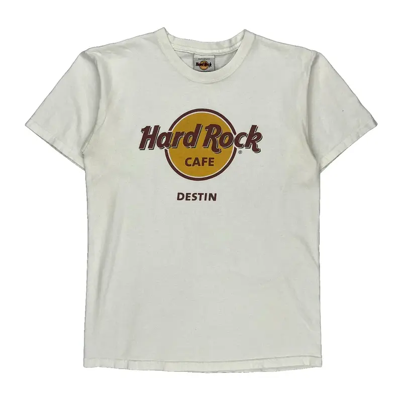 Destin Hard Rock Cafe Graphic T-Shirt - Small White Cotton