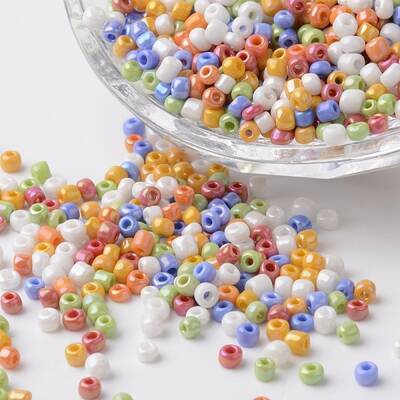 8/0 Opaque Colors Rainbow Plated Round Glass Seed Beads