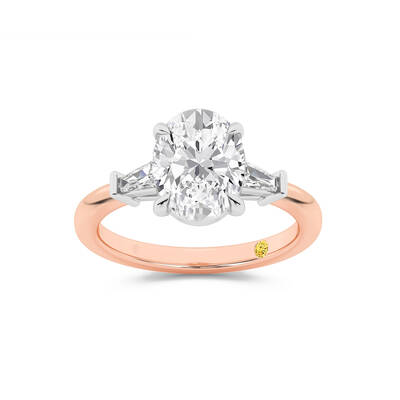 Valentina Tapered Baguette Lab Grown Three Stone Oval Shaped Diamond Engagement Ring |Rose Gold 1 1/3 - 4 1/3 CT. TW.