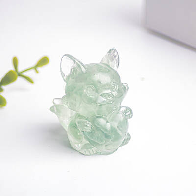 Natural Fluorite Fox Display Decorations