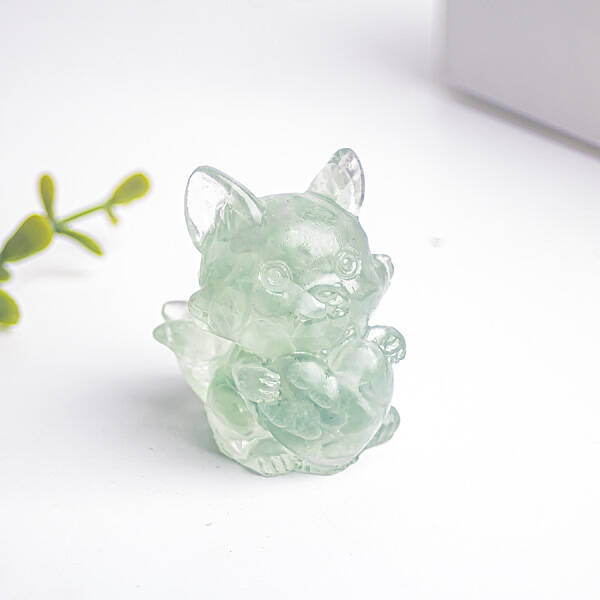 Natural Fluorite Fox Display Decorations