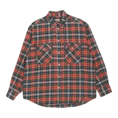 Think Pink Checked Flannel Shirt - Large Red Cotton