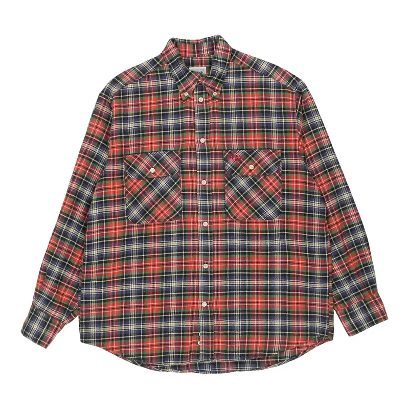 Think Pink Checked Flannel Shirt - Large Red Cotton