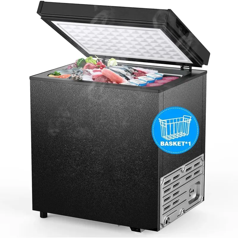 COWSAR 1.8 Cu.Ft Chest Freezer with Removable Basket and Bottom Defrost Water Drain Freestanding Top Open Door, Deep Freezer,...