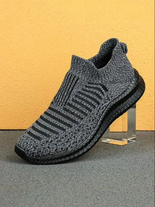 Men's Casual Striped Slip-on Knit Mesh Breathable Running Sports Shoes, Comfort Athletic Casual Lightweight Sneakers for Boy,...
