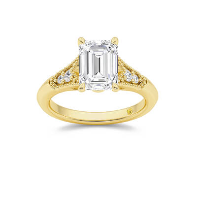 Lily Art Deco Emerald Cut Lab Grown Diamond Engagement Ring | 14K Yellow Gold 3 3/5 CT. TW.