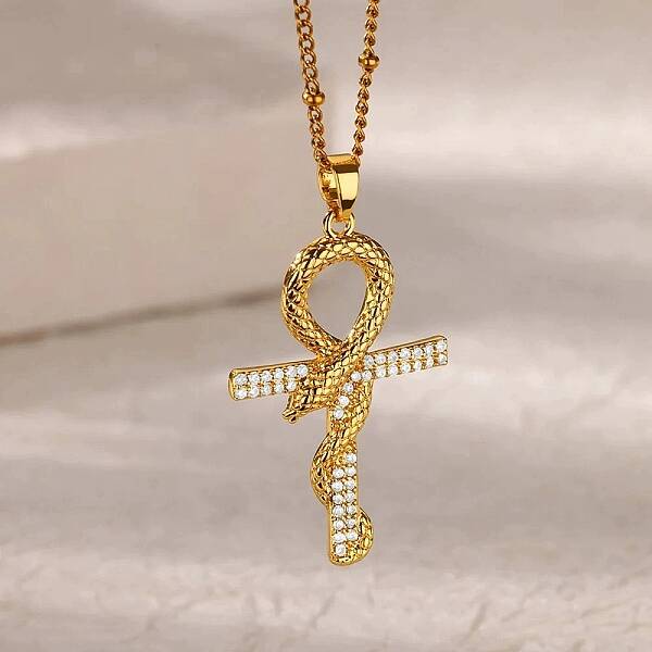 304 Stainless Steel Micro Pave Clear Cubic Zirconia Pendant Necklaces for Women