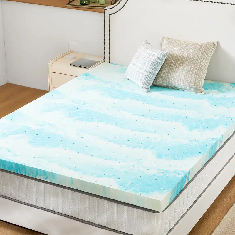 SweetDreamy House Mattress Gel Memory Foam Topper Foam Cooling Gel Swirl Infused Bed Topper Full Size