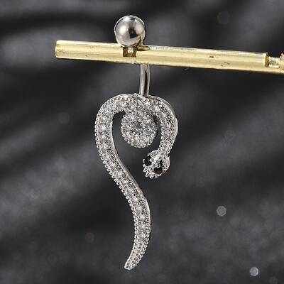 Alloy Rhinestone Snake Curved Barbell Belly Rings