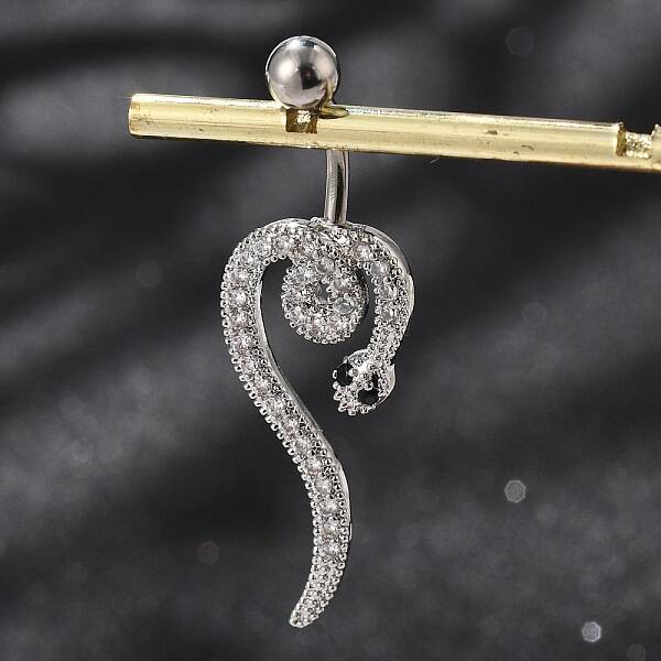 Alloy Rhinestone Snake Curved Barbell Belly Rings