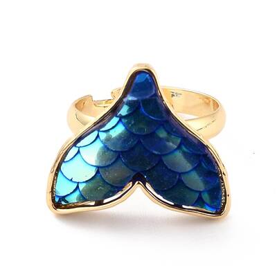 Mermaid Fishtail Resin Adjustable Finger Ring