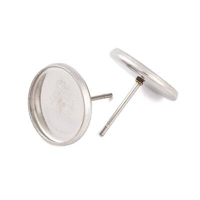 Tarnish Resistant 304 Stainless Steel Flat Round Stud Earring Settings