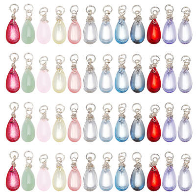 48Pcs 12 Color Transparent Glass Charms