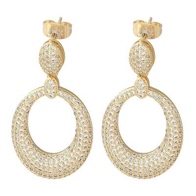 Rack Plating Brass Micro Pave Cubic Zirconia Dangle Stud Earrings