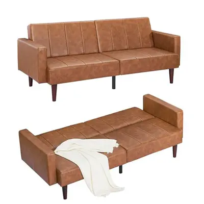 Garvee 75 Futon Sofa Bed, Mid-Century Modern Futon Couch, Convertible Sleeper Sofa with Adjustable Backrest, Loveseat, Smal...