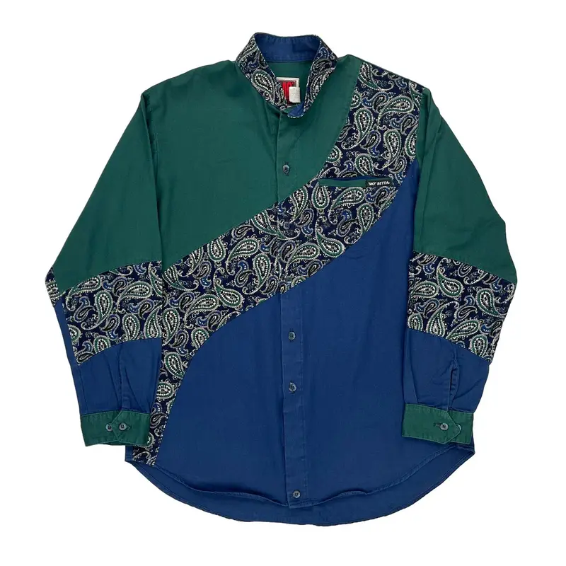 Mo Betta Patterned Shirt - Medium Blue Cotton