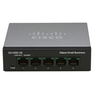 Cisco SG100D-05-NA-RF | Small Business 100 Series SG100D-05 5 x 10/100/1000Base-T RJ-45 Ports Layer 2 Unmanaged Gigabit Ether...