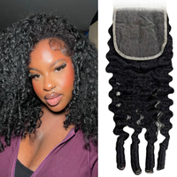 VIPbeauty 5x5 HD Ultra-thin Transparent Lace Closure Burmese Curly 12A Brazilian Virgin Human Hair Closure Free Part Pre Pluc...