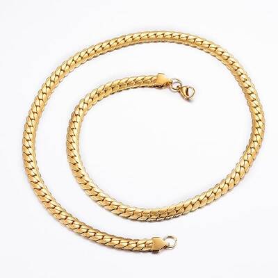 304 Stainless Steel Textured Chain Necklaces