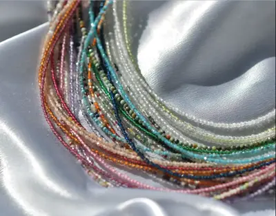 Tiny Faceted Gemstone Beaded Necklace, Dainty Faceted Gemstone Beaded Necklace, Waterproof Crystal Beaded Choker, Gold-Filled...