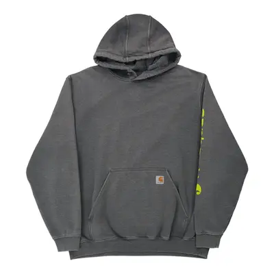 Carhartt Spellout Hoodie - XL Grey Cotton Blend