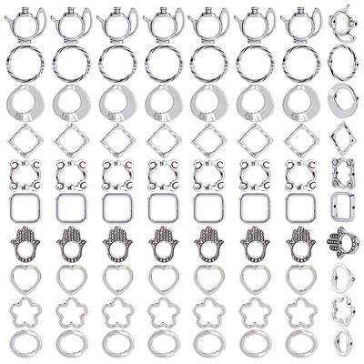 100Pcs 10 Styles Tibetan Style Alloy Bead Frames Sets