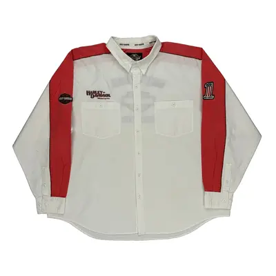 Harley Davidson Embroidered Shirt - 2XL White Cotton