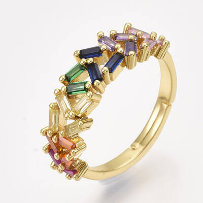 Adjustable Brass Micro Pave Cubic Zirconia Finger Rings