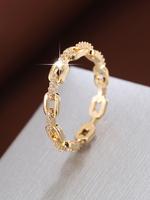 Fashion Chain Design Rhinestone Decorated Ring, Elegant Accessories for Women, Casual Jewelry for Party, Daily Clothing Decor...