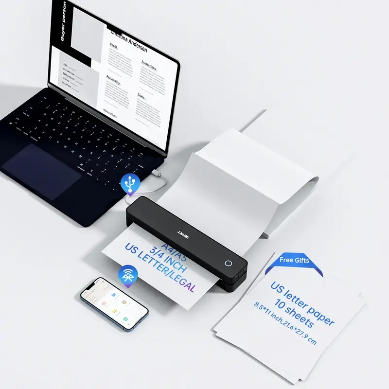 iDPRT Inkless Portable Printers Wireless for Travel, MT610 Pro Bluetooth Thermal Printer Compatible with Phone & Laptop,Suppo...