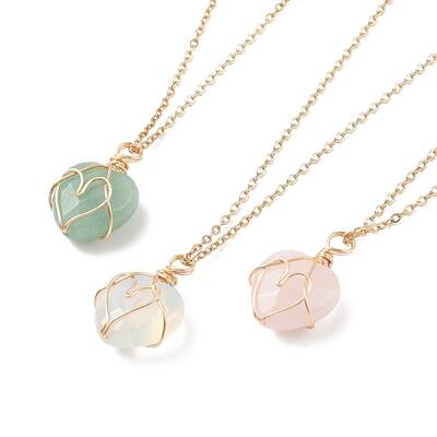 Gemstone Heart Pendant Necklaces