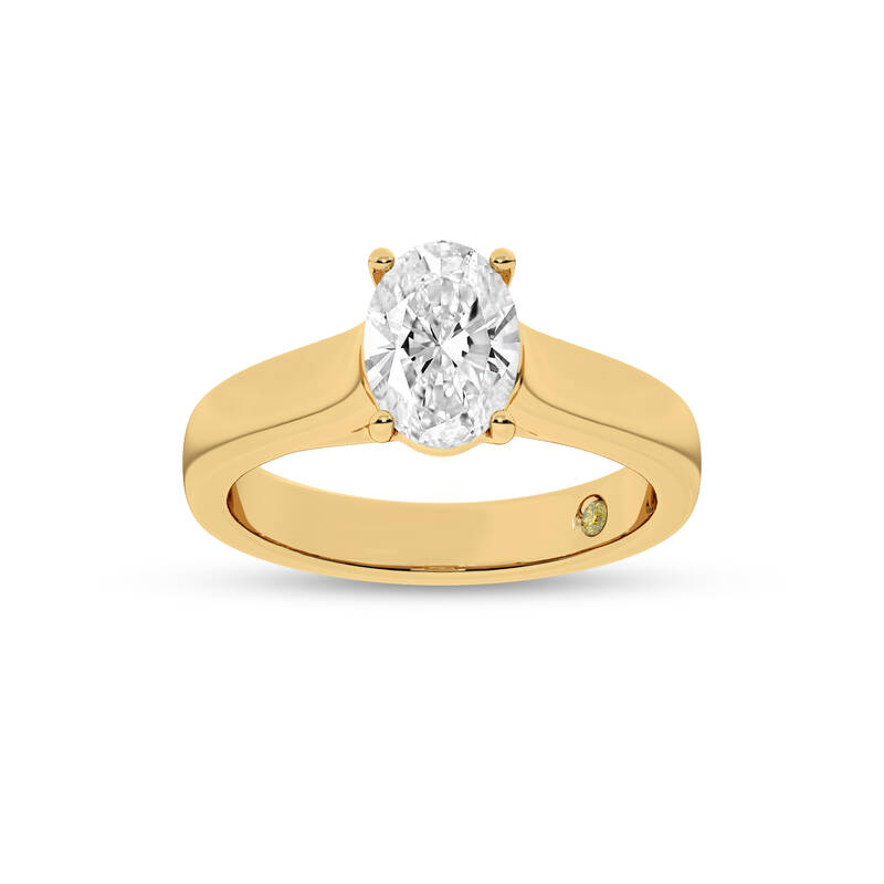Bold Cross Prong Oval Lab Grown Diamond Solitaire Ring | 14K Yellow Gold 3 CT. TW.