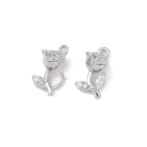 Brass Micro Pave Clear Cubic Zirconia Pendants