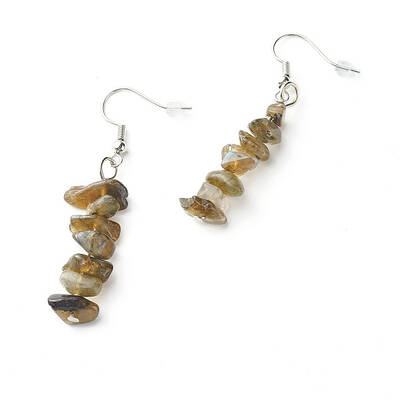 Natural Labradorite Chip Beads Dangle Earrings