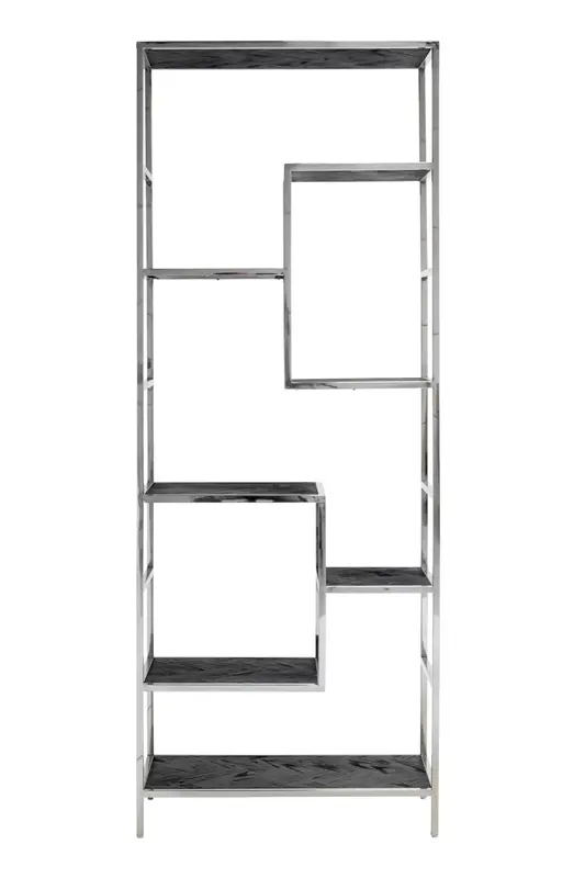 Silver Framed Black Marble Cabinet | OROA Blackbone