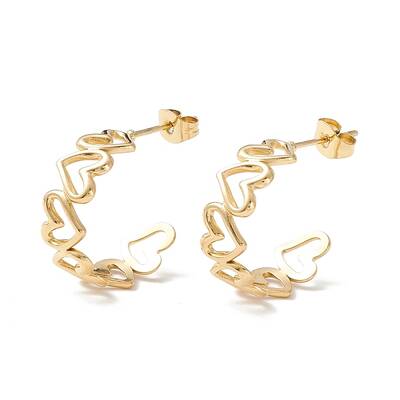 Ion Plating(IP) 304 Stainless Steel C-shape Stud Earrings