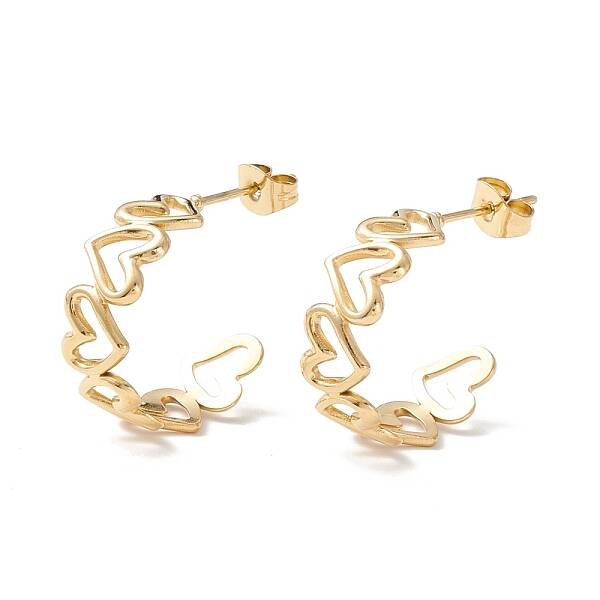 Ion Plating(IP) 304 Stainless Steel C-shape Stud Earrings