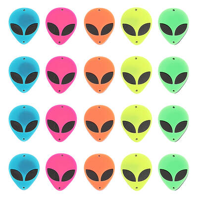 CHGCRAFT 20Pcs 5 Colors Alien Face Acylic Connector Charms Links for DIY Earrings Craft Making