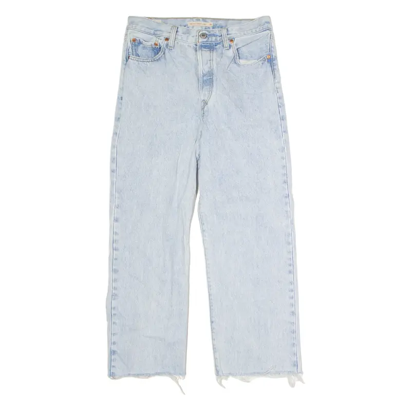 LEVI'S BIG E Rib Cage Womens Jeans Blue Regular Straight Acid Wash W28 L24