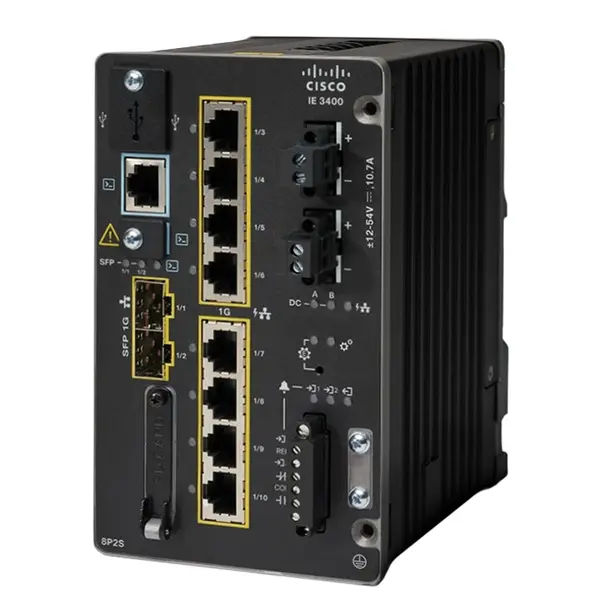 Cisco IE-3400-8P2S-A | Catalyst 3400 Rugged Series IE-3400-8P2S 8 x Ports PoE+ 10/100/1000Base-T + 2 x Ports SFP Layer 3 Mana...