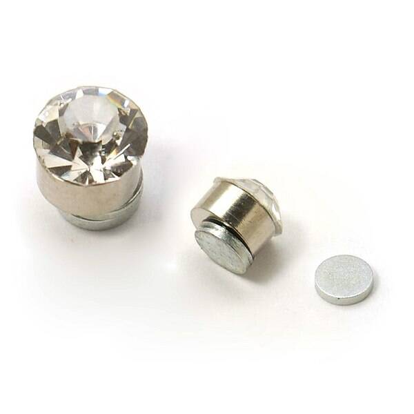 Stainless Steel Magnetic Ear Studs with Rhinestone