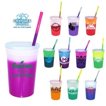 250 Custom Mood 22 oz Stadium Cup Straw Lid Set - Color Changing & ...