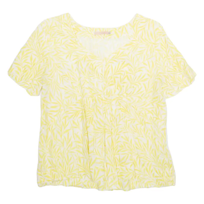JOHN LEWIS Womens Printed Top Yellow Floral UK 16