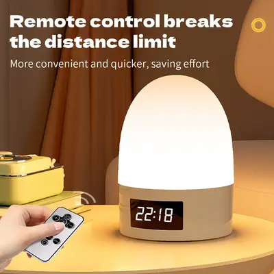 USB Power Lamp Multi-functional Portable Night Light Rechargeable Remote Control Touch Dimmable Adjustable Brightness Clock F...