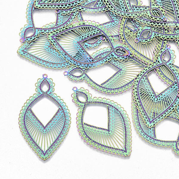 Ion Plating(IP) 304 Stainless Steel Filigree Big Pendants