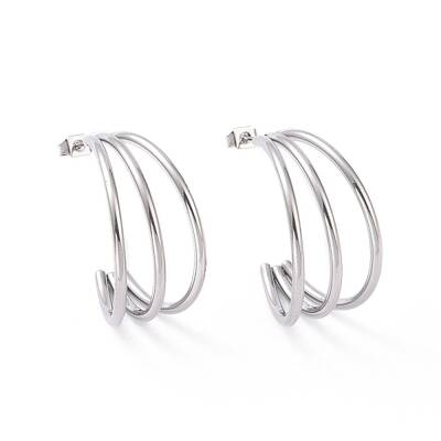 Non-Tarnish 304 Stainless Steel C-shape Stud Earrings