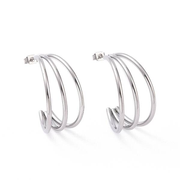 Non-Tarnish 304 Stainless Steel C-shape Stud Earrings
