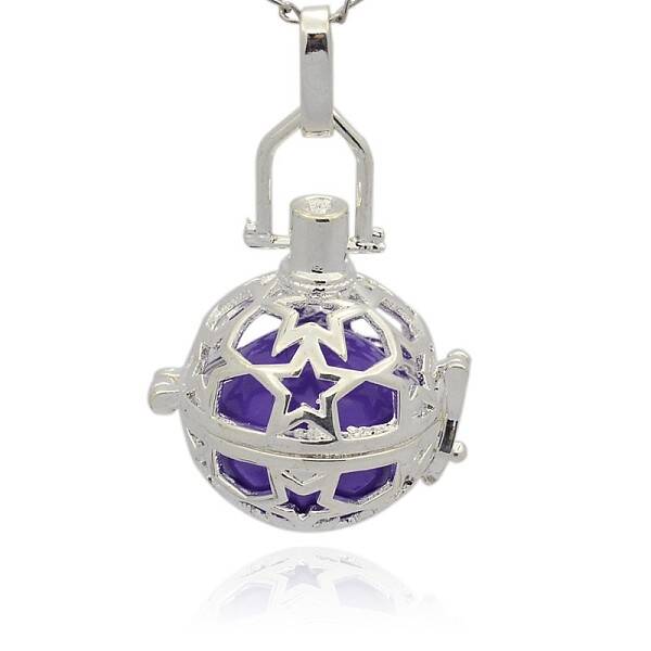 Silver Color Plated Brass Hollow Round Cage Pendants