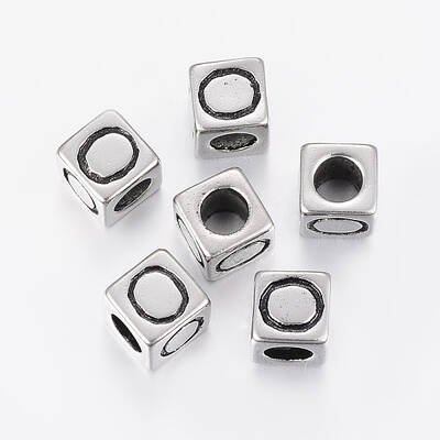304 Stainless Steel Large Hole Letter European Beads